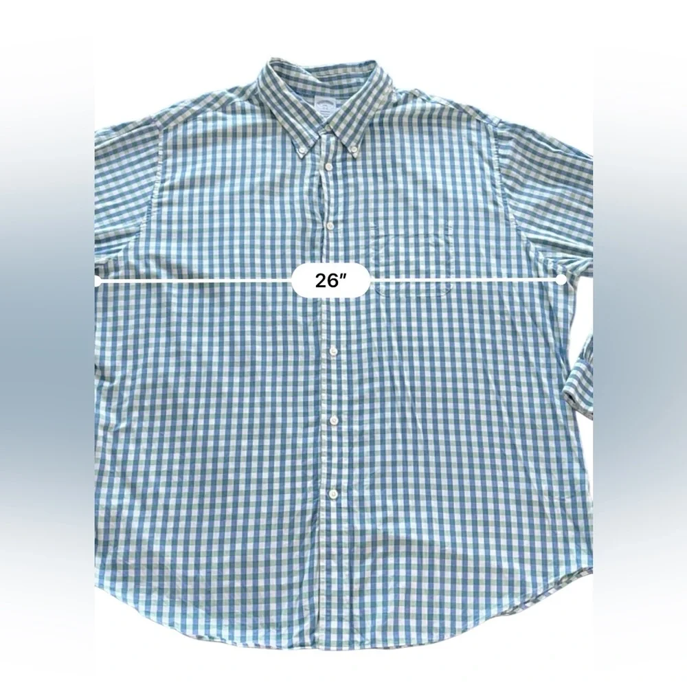 Banana Republic Men's Blue white and Green Gingham‎ Shirt Size Medium